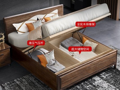 乌金木实木床1.8米欧式双人床大床现代简约1.5米带储物主卧大婚床图4