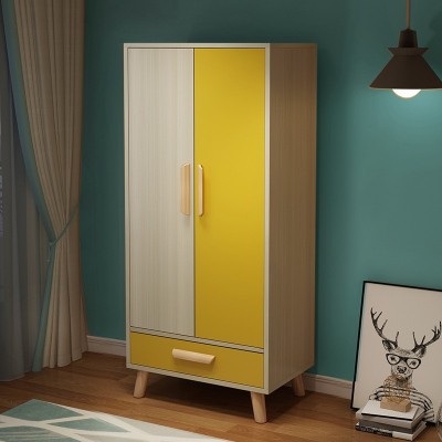 北欧简易衣柜彩色双门儿童衣橱现代简约家用卧室成人小户型储物柜