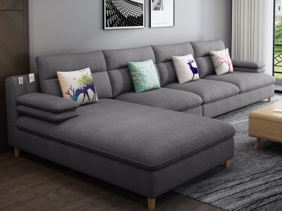 北欧布艺沙发大小户型可拆洗现代简约科技布乳胶沙发客厅家具组合