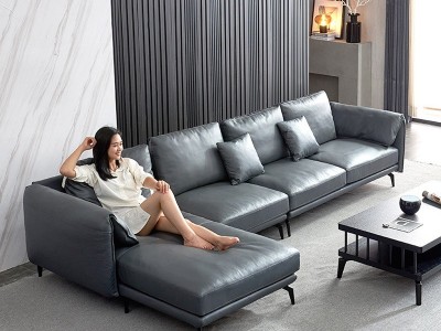 北欧轻奢真皮沙发头层牛皮羽绒沙发客厅组合简约现代意式皮艺沙发