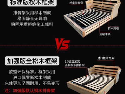 轻奢现代简约头层真皮床大气1.5米软包2米双人床高箱储物港式婚床图3