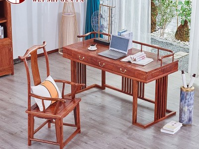 红木写字桌新中式办公台花梨木刺猬紫檀书桌椅组合学习桌实木书桌