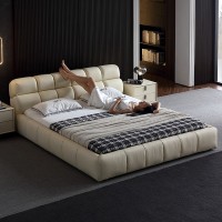 泡芙床面包床内嵌式真皮意式极简2米x2米2大床200×220主卧床婚床