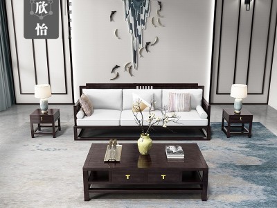 新中式实木沙发组合现代中式别墅客厅大户型全屋整装禅意家具定制图3