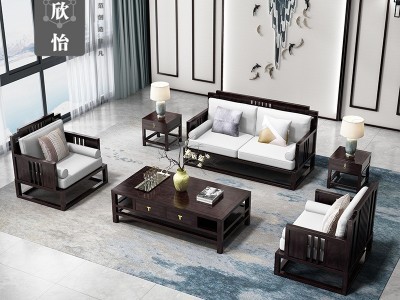 新中式实木沙发组合现代中式别墅客厅大户型全屋整装禅意家具定制图2
