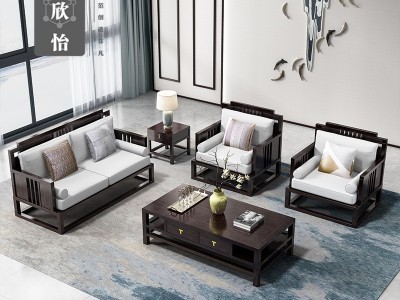 新中式实木沙发组合现代中式别墅客厅大户型全屋整装禅意家具定制图4