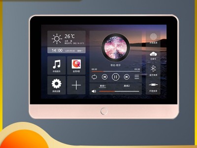 7寸屏语音声控彩屏主机 背景音乐系统 蓝牙直连WIFI功放智能家居