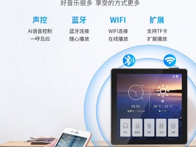 4寸背景音乐主机 语音声控彩屏面板 蓝牙WIFI功放 智能家居主机图3