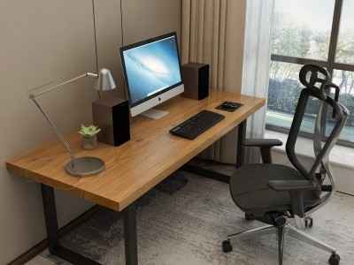 厂家直销北欧实木电脑桌铁艺家用卧室单人书桌公司职员工作办公桌