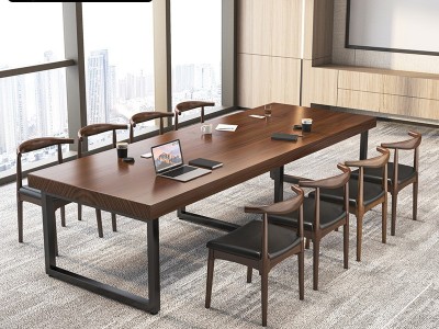 实木办公桌会议桌长条桌图书馆桌子简约职员培训电脑办公洽谈桌椅