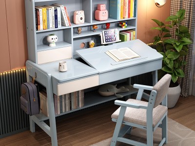 学习桌小学生写字桌椅套装家用简约卧室课桌可升降全实木儿童书桌