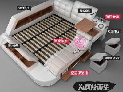 皮床 多功能储物按摩双人床 现代简约榻榻米床主卧大床卧室家具图2