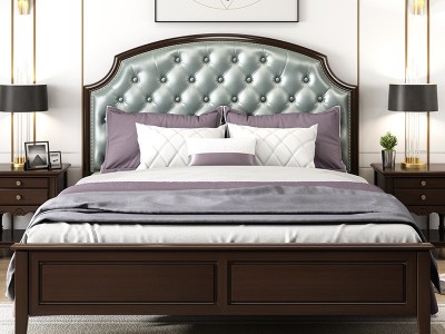 新美式全实木床轻奢家具现代中式简约婚床单人1.5米双人1.8米主卧
