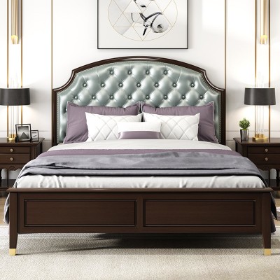 新美式全实木床轻奢家具现代中式简约婚床单人1.5米双人1.8米主卧