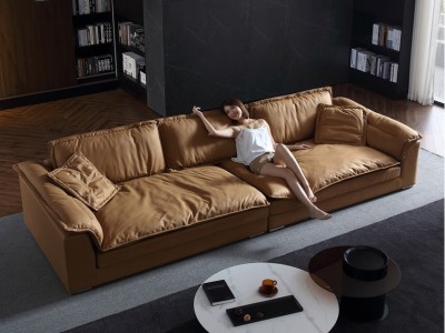 科技布沙发轻奢现代简约北欧布艺意式极简乳胶大客厅超深坐宽沙发