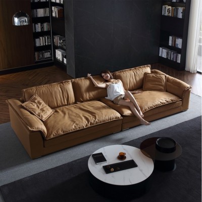 科技布沙发轻奢现代简约北欧布艺意式极简乳胶大客厅超深坐宽沙发