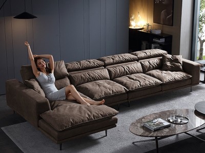 科技布羽绒沙发现代简约免洗乳胶沙发意式极简小户型北欧布艺沙发
