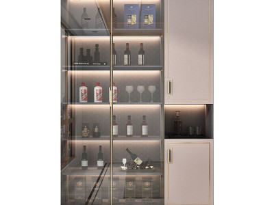 现代风格酒柜简约客厅餐边柜餐厅柜一体靠墙全屋定制玻璃酒柜图5