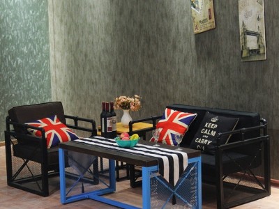 美式复古铁艺松木单双人创意沙发咖啡厅餐厅酒吧沙发椅组合