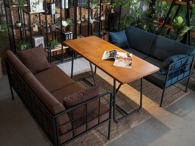 北欧工业风卡座沙发椅咖啡厅奶茶西餐甜品店铁艺卡坐沙发桌椅组合图4