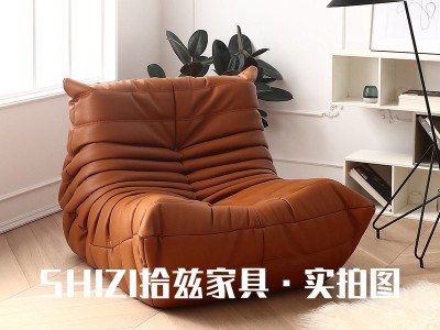 懒人沙发 毛毛虫沙发 togo 单人沙发 客厅阳台卧室落地真皮沙发椅图1