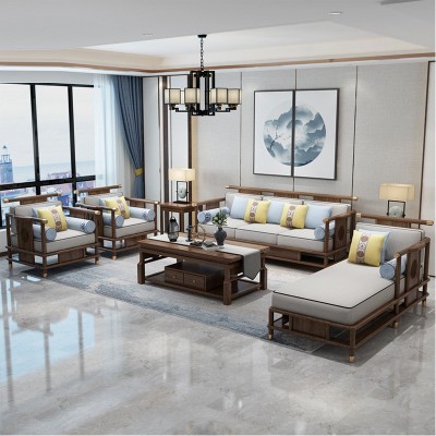 新中式实木沙发组合简约现代乌金木客厅别墅大小户型禅意家具