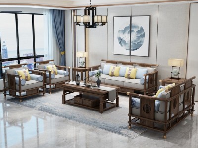 新中式实木沙发组合简约现代乌金木客厅别墅大小户型禅意家具图4
