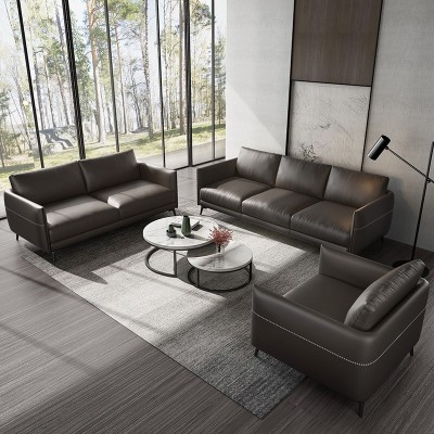 真皮沙发现代简约北欧客厅沙发意式办公沙发商务三人皮艺组合沙发