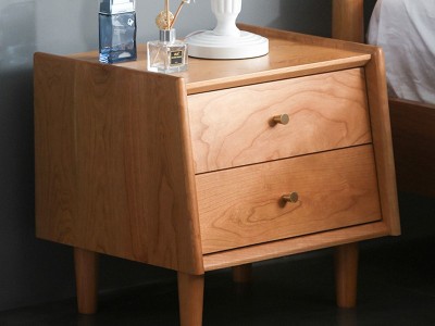 北欧实木床头柜日式小户型简约创意储物柜白橡木家具卧室二斗柜