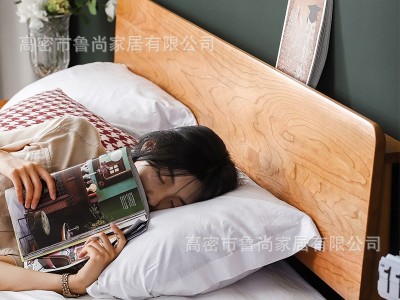 北欧实木床1.5米1.8米单人双人床白橡木樱桃木主卧简约日式原木床图2