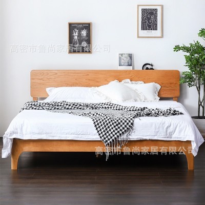 北欧实木床1.5米1.8米单人双人床白橡木樱桃木主卧简约日式原木床
