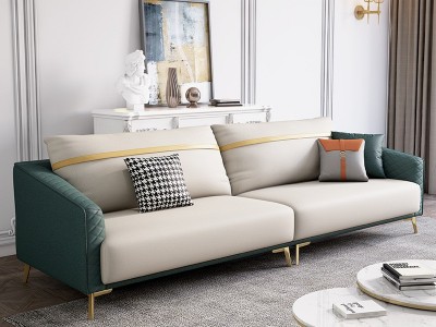 轻奢现代客厅免洗科技布小户型三人乳胶现代简约直排布艺沙发包邮