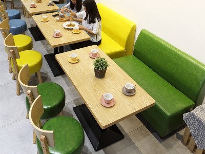 奶茶店桌椅组合北欧休闲简约甜品店咖啡厅卡座沙发小吃店餐桌椅子
