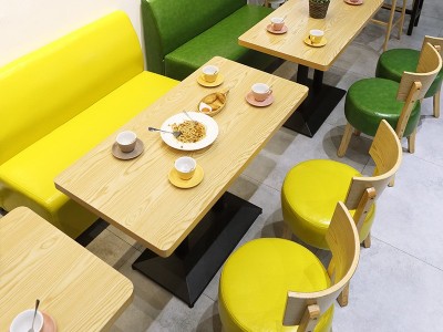 奶茶店桌椅组合北欧休闲简约甜品店咖啡厅卡座沙发小吃店餐桌椅子图3