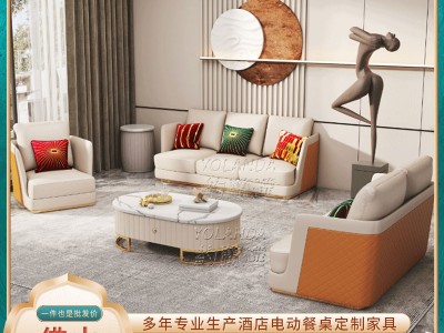 现代轻奢简约沙发组合 简易沙发茶几家具 客厅休闲接待配套沙发图1