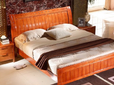 批发实木床2米双人床1.5米单人床中式橡木出租房公寓宿舍简约