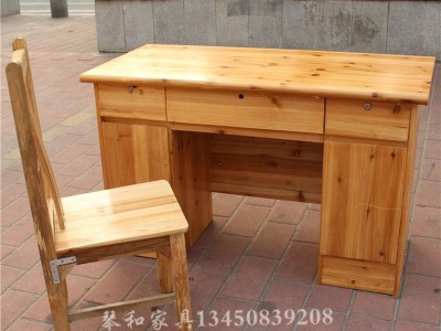定制单人办公桌实木办公台杉木电脑桌休闲办公桌实木收银台带锁柜图4