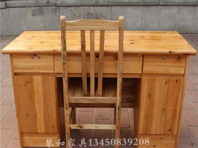 定制单人办公桌实木办公台杉木电脑桌休闲办公桌实木收银台带锁柜图2