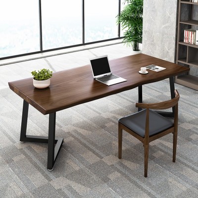 美式实木办公桌 公司职员实木洽谈桌 家用书房卧室长方形电脑桌椅