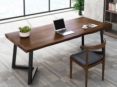 美式实木办公桌 公司职员实木洽谈桌 家用书房卧室长方形电脑桌椅