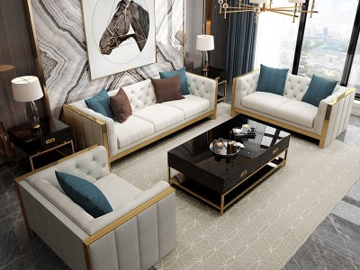轻奢美式沙发实木真皮家具别墅小户型客厅港式后现代简美沙发