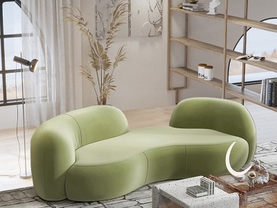 网红款羊羔绒沙发组合美容院会所休闲三人沙发小户型客厅懒人沙发