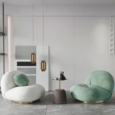 设计师家具意式极简沙发椅北欧布艺沙发单人靠背沙发羊羔绒老虎椅