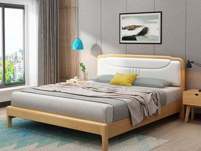 简森 北欧现代简约1.8米双人床1.5米单人床带软靠家用主卧室家具