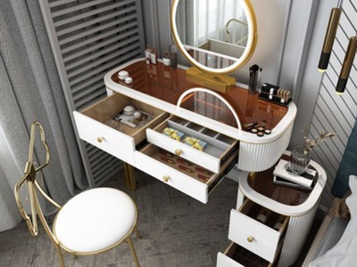定制款木质梳妆台现代简约卧室小户型化妆桌带镜子家用白色化妆台