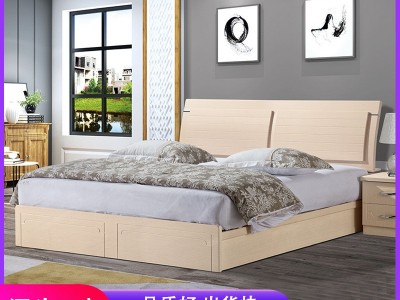 双人北欧实木床主卧简约单人床家用美式拼接加宽板式床批发的厂家