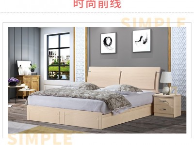 双人北欧实木床主卧简约单人床家用美式拼接加宽板式床批发的厂家图5