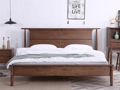新中式全实木床现代简约白蜡木1.8米双人主卧1.5m北欧日式风婚床