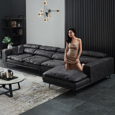 科技布沙发北欧现代简约意式极简小户型客厅硅胶皮羽绒布艺沙发