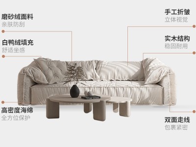 baxter原版大象耳朵沙发意式极简设计师客厅羽绒磨砂真皮沙发组合图4